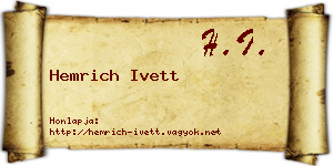 Hemrich Ivett névjegykártya